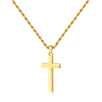 Silvery/black/golden, rope chain, stainless steel melon seed buckle cross single-layer chain, style A2 buckle rope chain