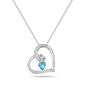 Romavan brand, left-tilted heart birthstone necklace, colored cubic zirconia pendant necklace, available from January to December