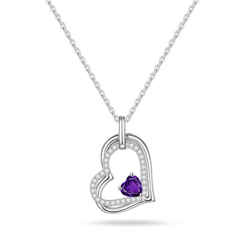 Romavan brand, heart-shaped pendant necklace, colored cubic zirconia pendant necklace, available from January to December