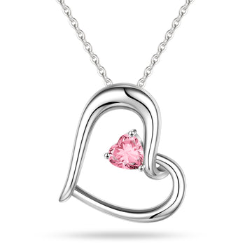Romavan brand, glossy heart-shaped pendant necklace, colored cubic zirconia pendant necklace, available from January to December