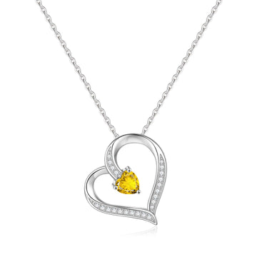 Romavan brand, Style2-CZ heart-shaped necklace, colored cubic zirconia pendant necklace, available from January to December