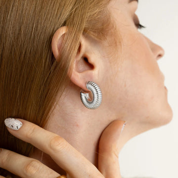 Silvery/Golden, Caterpillar Big C Earrings