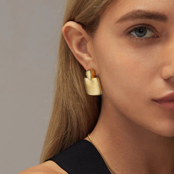 Golden, textured square earrings