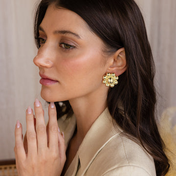 Golden, circular petal earrings