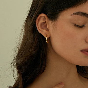 Golden, 20mm hoop, circular earrings