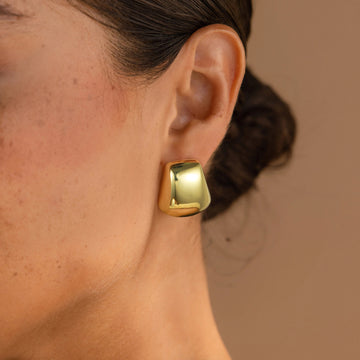 Golden, round axe head earrings