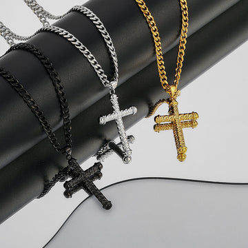 Black/Golden/Silvery, Threaded Cross Single Layer Chain