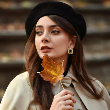 Golden, square-shaped Fried Dough Twists earrings