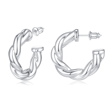 Golden/Silvery, thick double-stranded entwined earrings