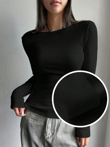 Black, women's top, with fleece base