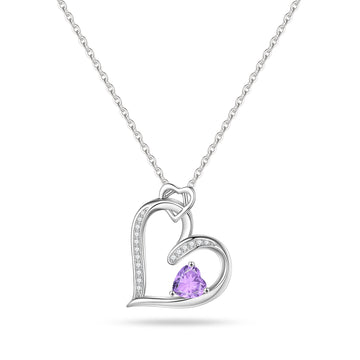 Romavan brand, Heart-shaped Birthstone Necklace, Multi-colored Cubic Zirconia Pendant Necklace, for January to December