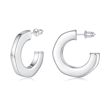Golden/Silvery-colored earrings with nut-cutting surface shape