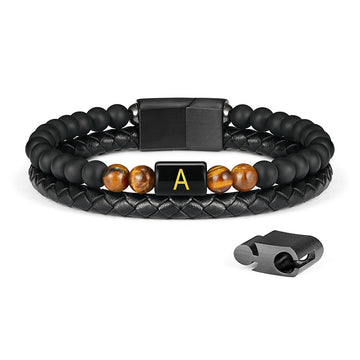 Tiger Eye Stone&Matte Agate - Black Buckle, Black Bracelet Matte Agate