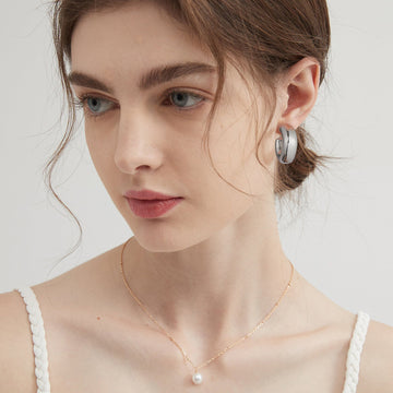 Golden/Silvery, square-cut earrings