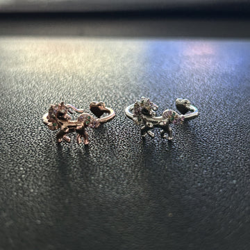 Silver/rose golden, unicorn ring, initial colored zircon ring, 26 letters A-Z
