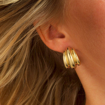 Golden-colored earrings with a pumpkin-shaped design
