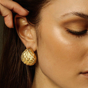 Golden, jackfruit-shaped earrings