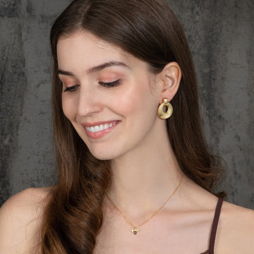 Golden, vertical stripe, circle, hoop earrings