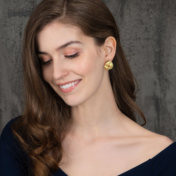 Golden, three-strand loop earrings