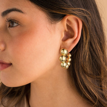 Golden, bubble hoop earrings