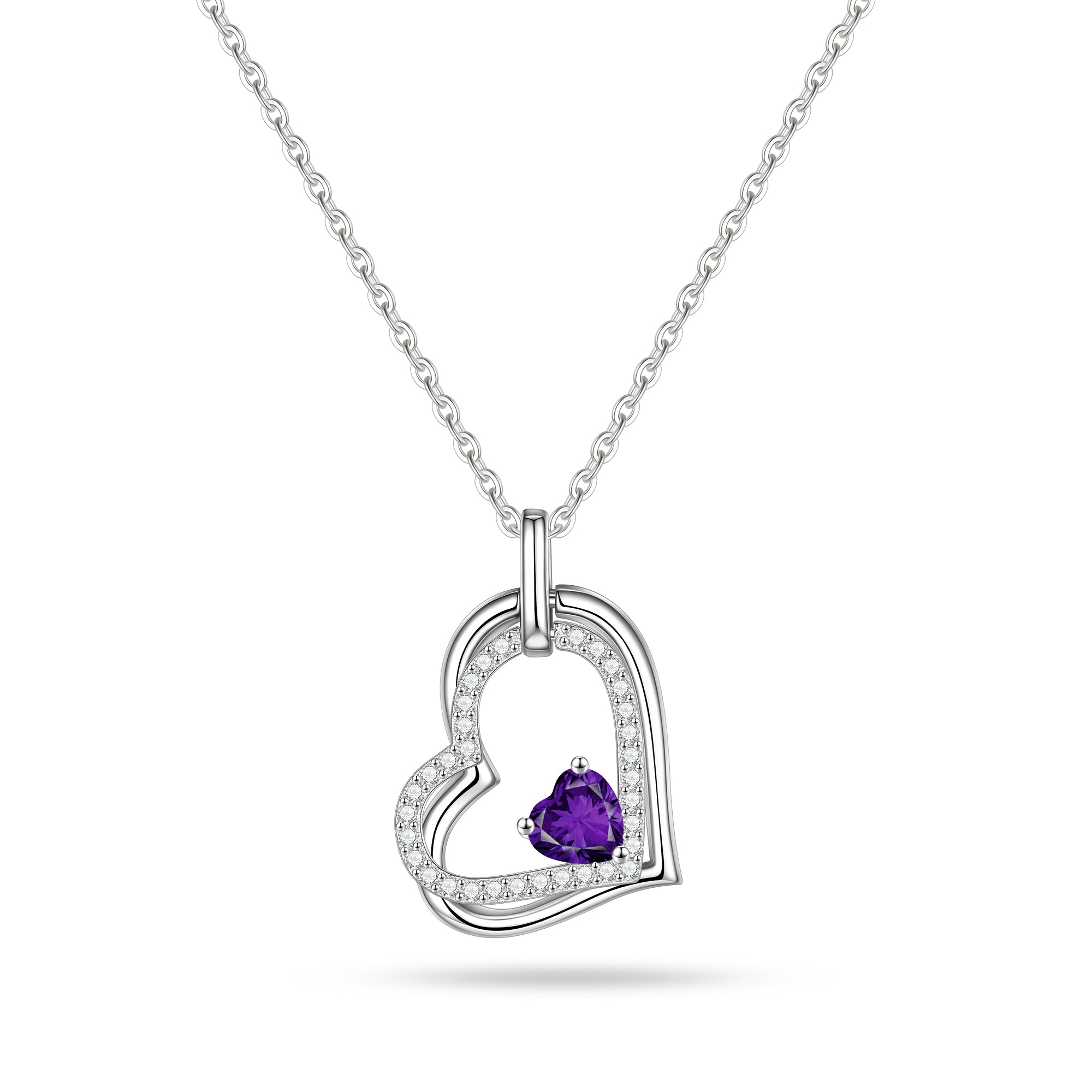 Romavan brand, heart-shaped pendant necklace, colored cubic zirconia pendant necklace, available from January to December