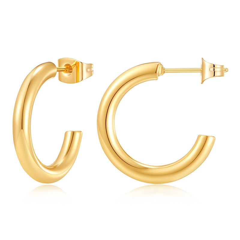 Golden, 20mm hoop, circular earrings