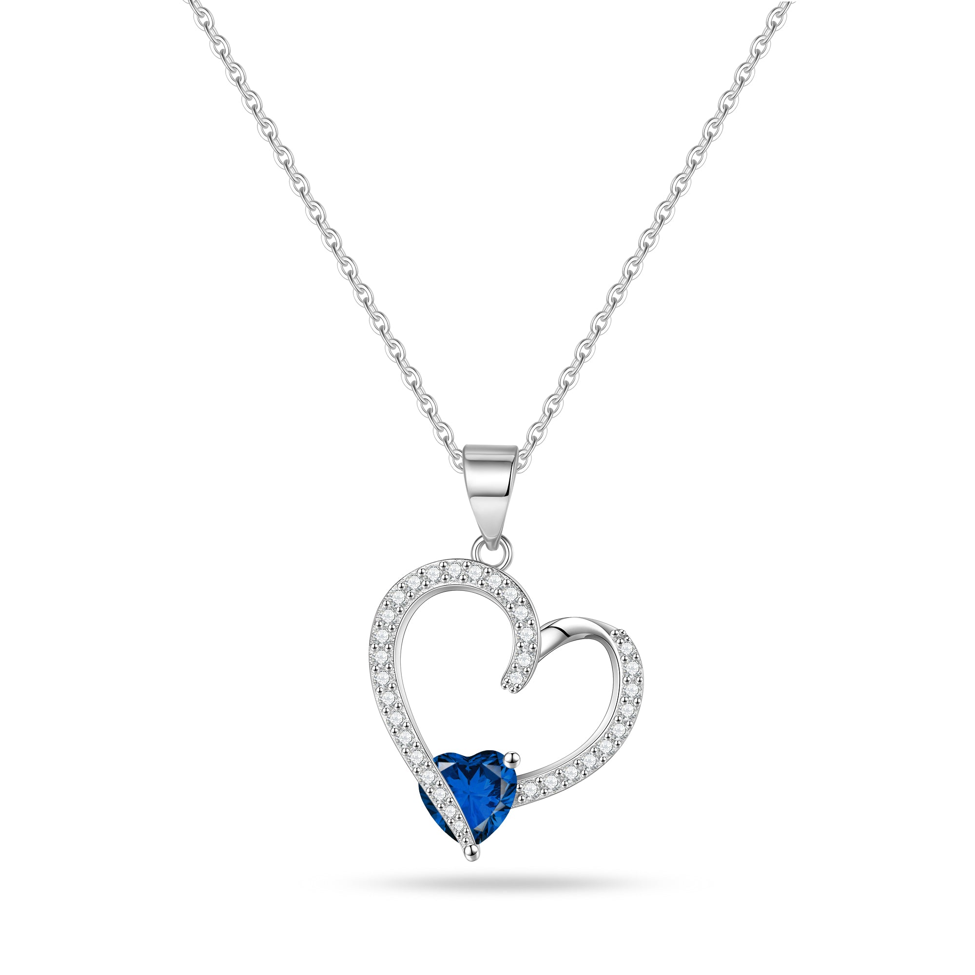 Romavan brand, heart-shaped birthstone necklace, colored cubic zirconia pendant necklace, available from January to December