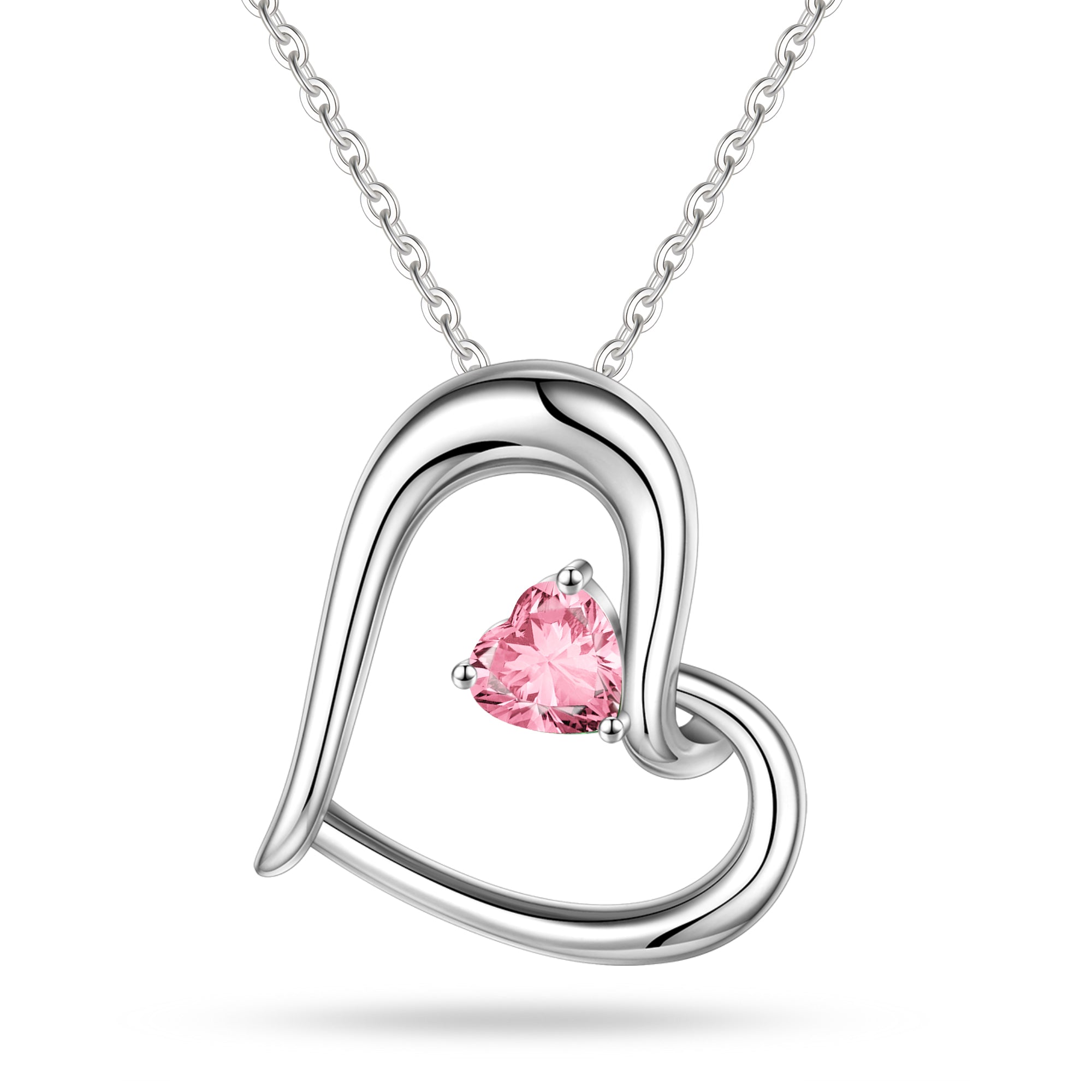 Romavan brand, glossy heart-shaped pendant necklace, colored cubic zirconia pendant necklace, available from January to December