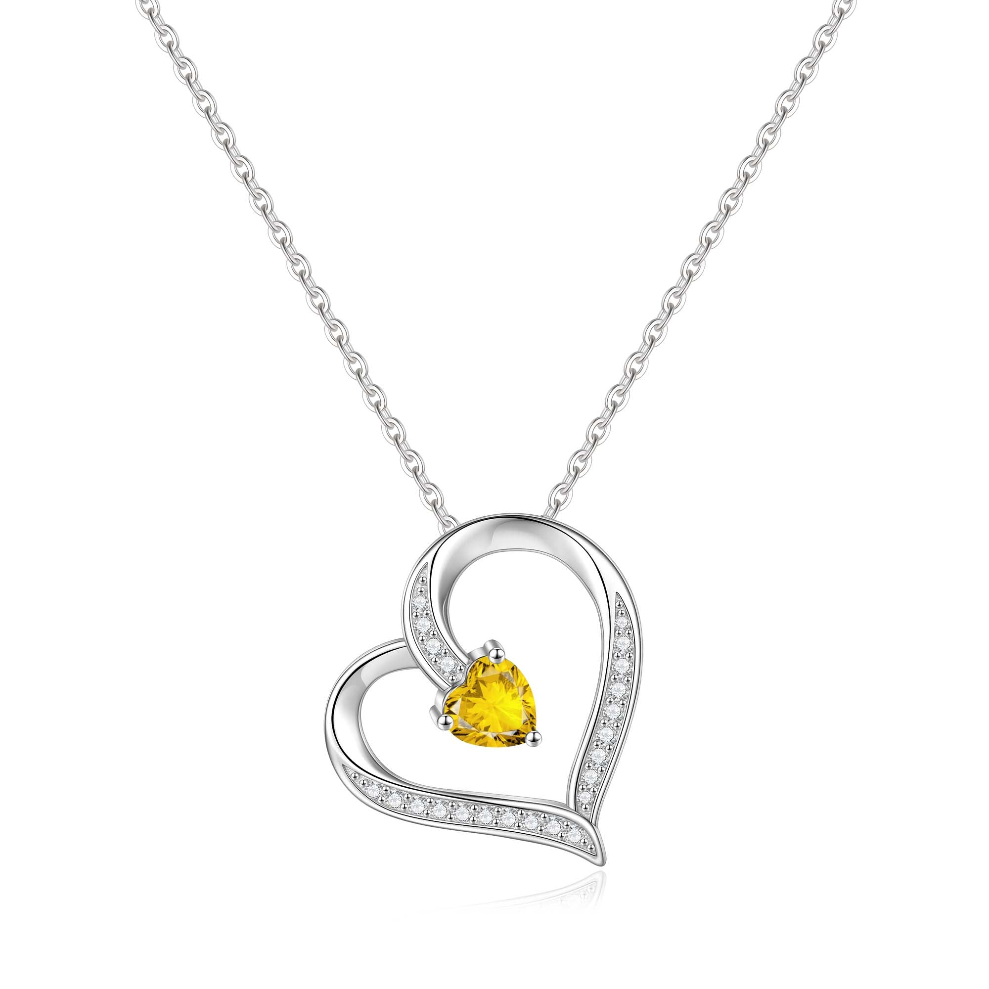 Romavan brand, Style2-CZ heart-shaped necklace, colored cubic zirconia pendant necklace, available from January to December