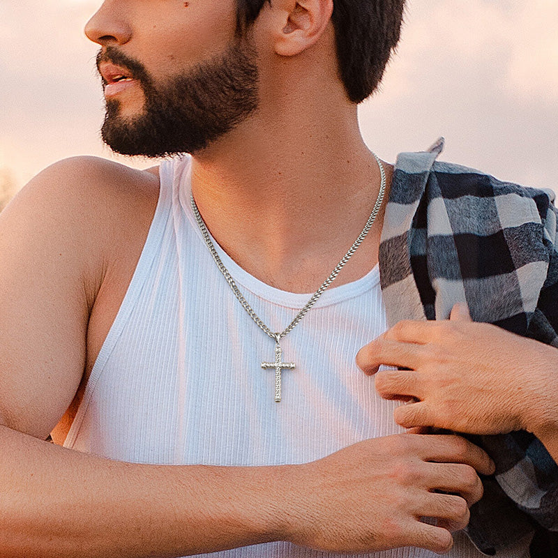 Black/Golden/Silvery, Threaded Cross Single Layer Chain