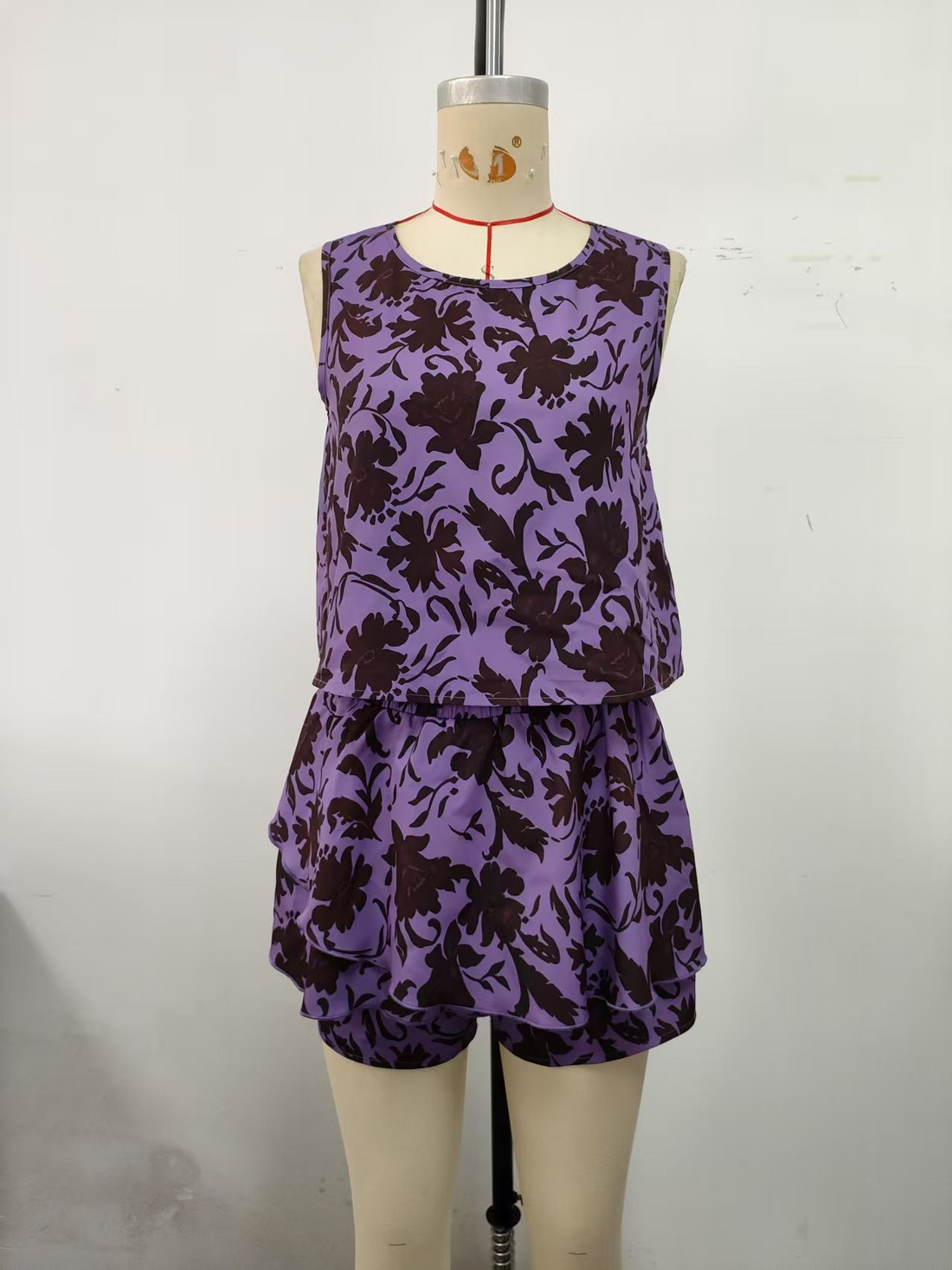 Set, purple floral set skirt