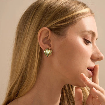 Golden, layered shell earrings