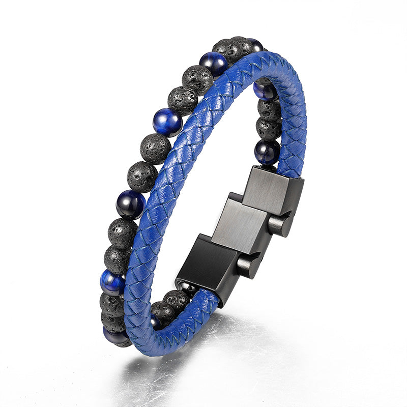 Brown/blue skin, main color volcanic stone, mixed color tiger eye stone