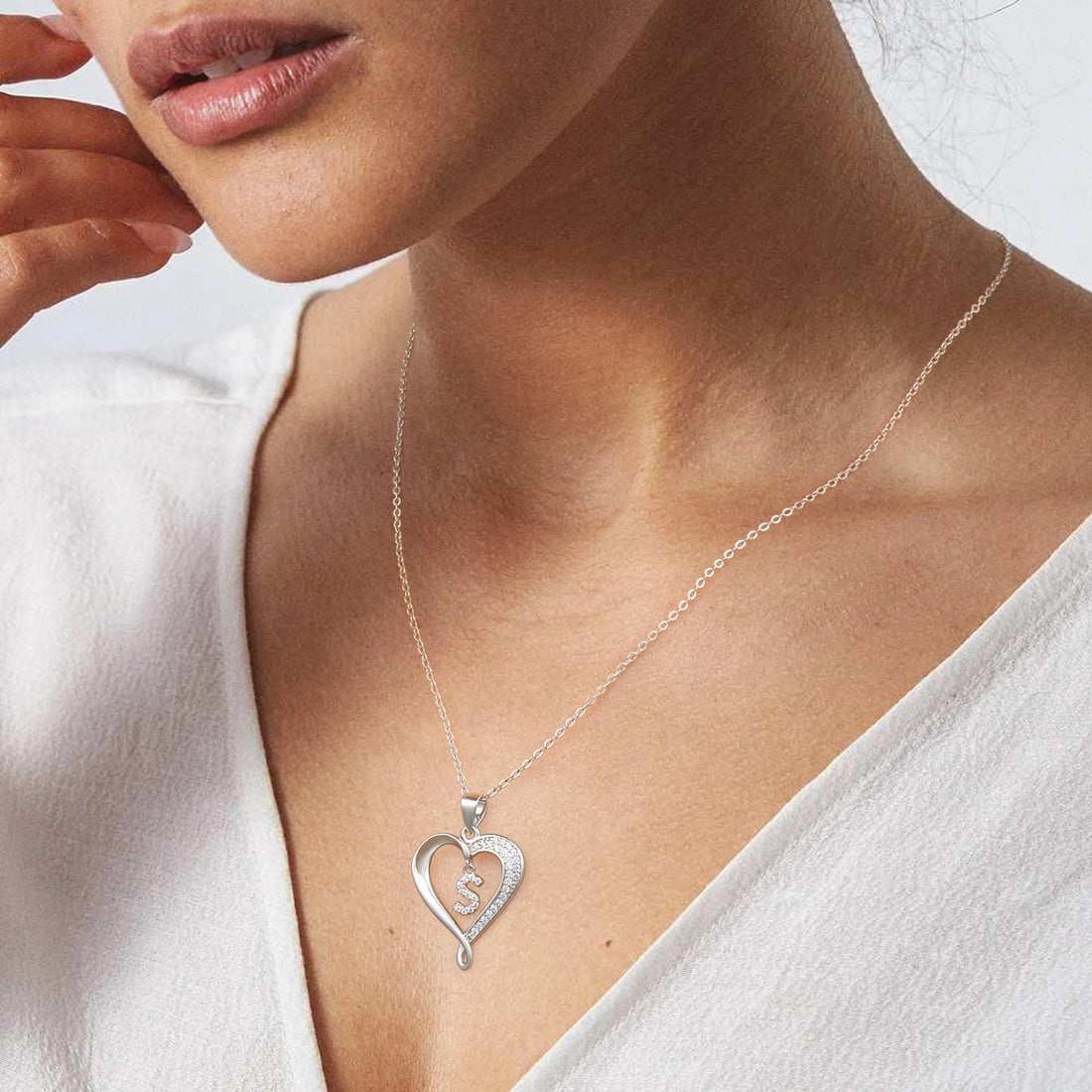 Romavan brand, Heart Unlimited necklace, capital letter pendant necklace, letters A-Z