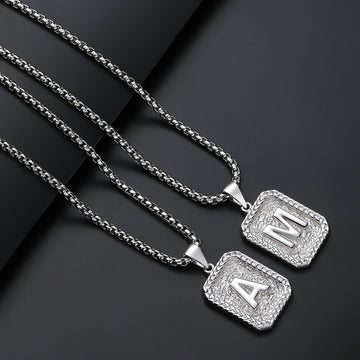 Golden/silvery/black necklace, gold wheat grain rectangular pendant necklace, 18K gold-plated/925 silver plating/gun black plated, 2.5mm box chain necklace 20 inches, suitable for various occasions, Valentine's Day, music festivals, holiday gifts;