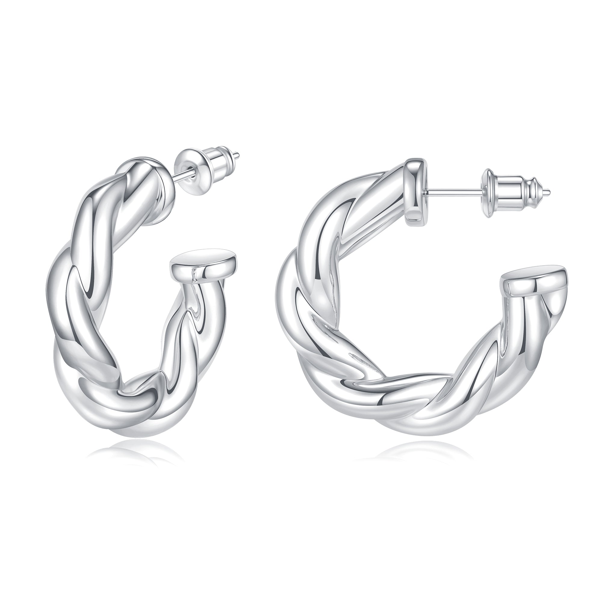 Golden/Silvery, thick double-stranded entwined earrings
