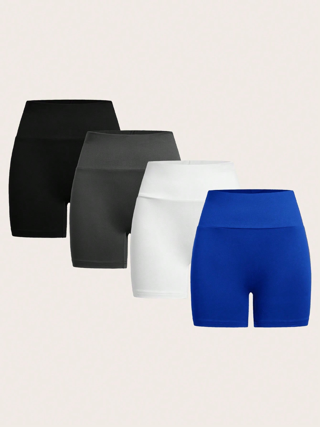 Women's 4-piece leggings, black, white, gray, blue, short leggings