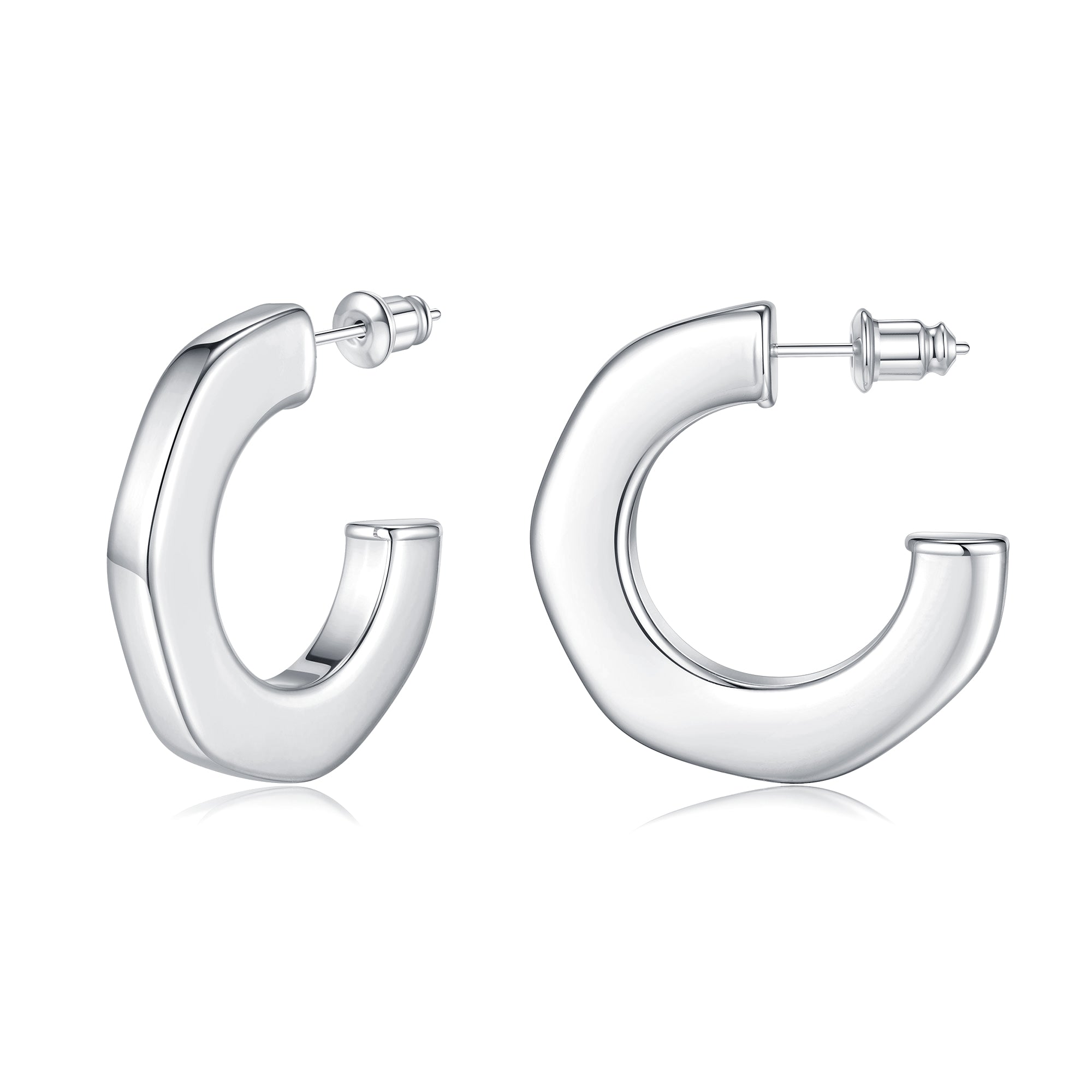 Golden/Silvery-colored earrings with nut-cutting surface shape