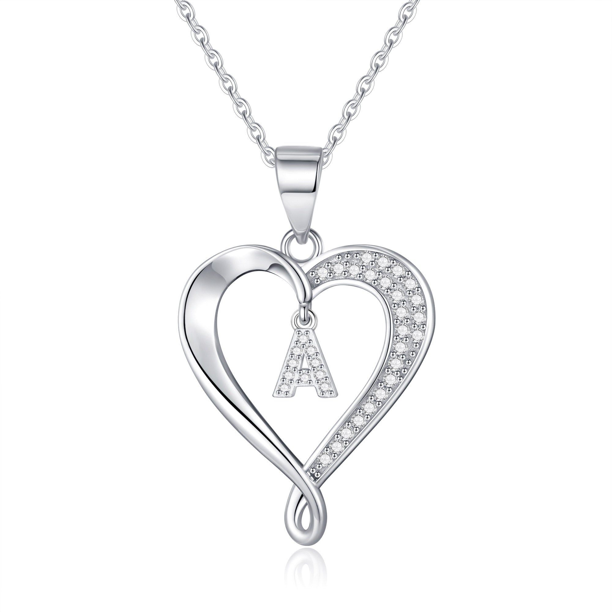 Romavan brand, Heart Unlimited necklace, capital letter pendant necklace, letters A-Z