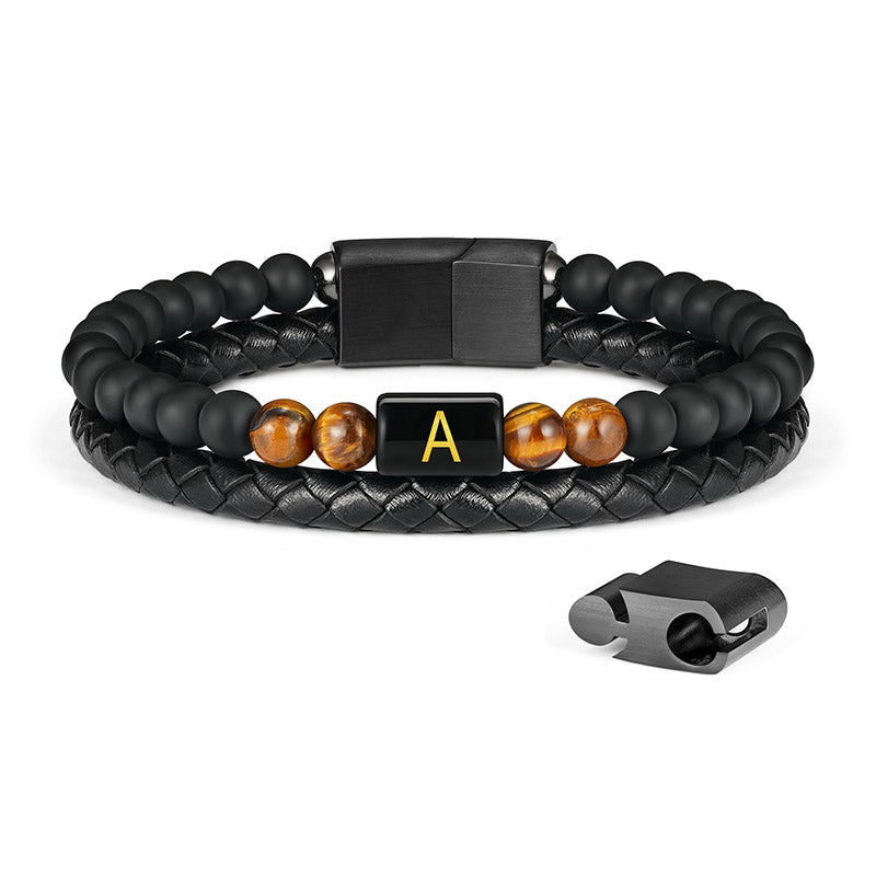 Tiger Eye Stone&Matte Agate - Black Buckle, Black Bracelet Matte Agate