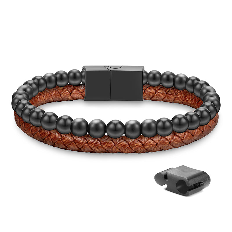 Leather Beaded Bracelets for Men Women 6MM Stone Adjustable Magnetic Clasp Bracelet Jewelry