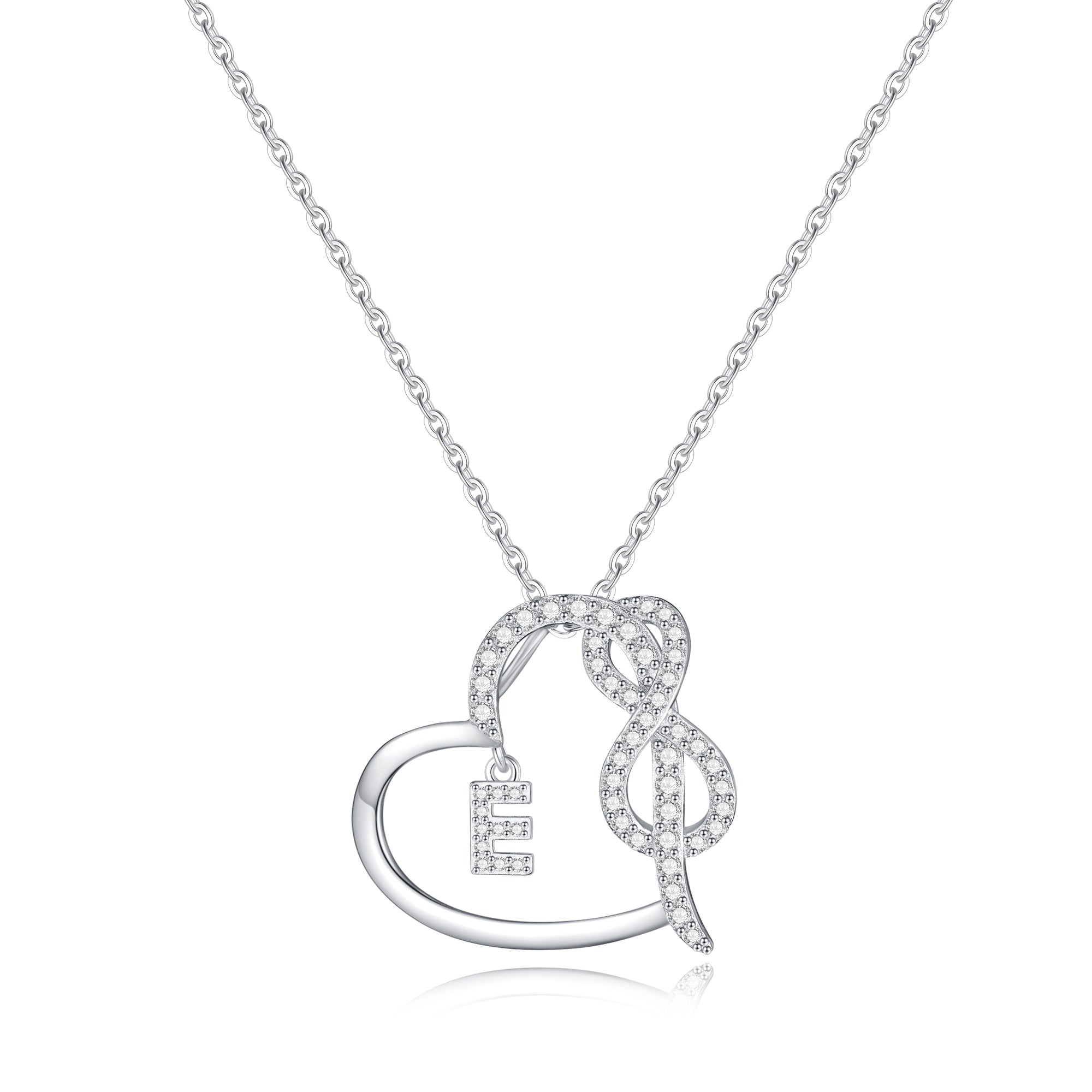 Romavan brand, Heart of Infinity, capital letter pendant necklace, letters A-Z