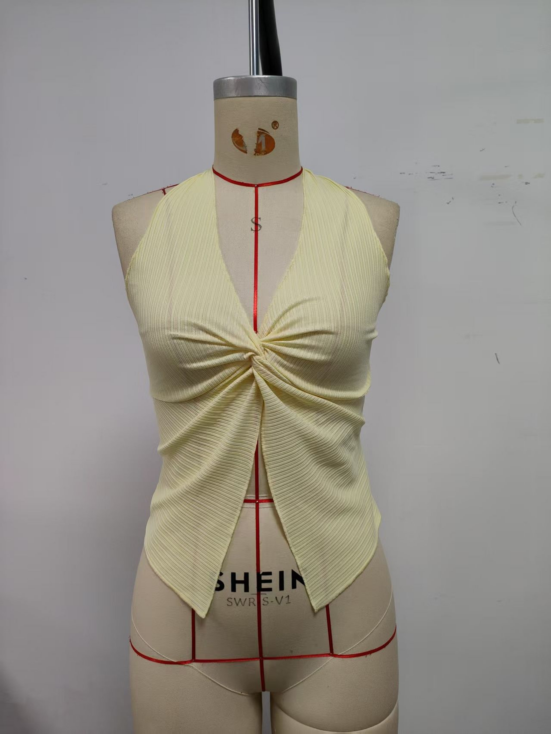 Beige, women's top, neck strap, short style