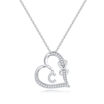 Romavan brand, heart-shaped double knot necklace, capital letter pendant necklace, letters A-Z