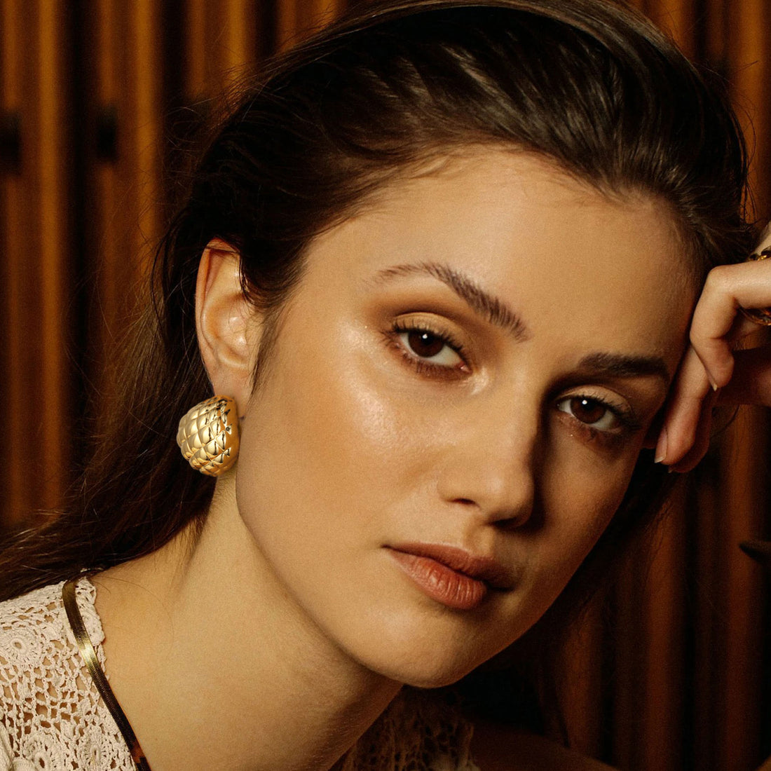 Golden, jackfruit-shaped earrings