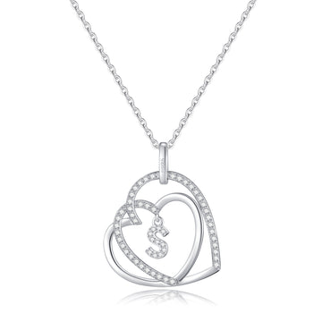 Romavan brand, double-heart necklace, capital letter pendant necklace, letters A-Z